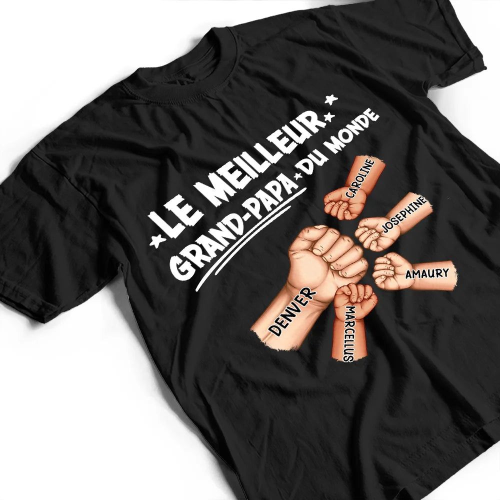 Check Du Poing Le Meilleur Papa Du Monde - T Shirt Personnalisé