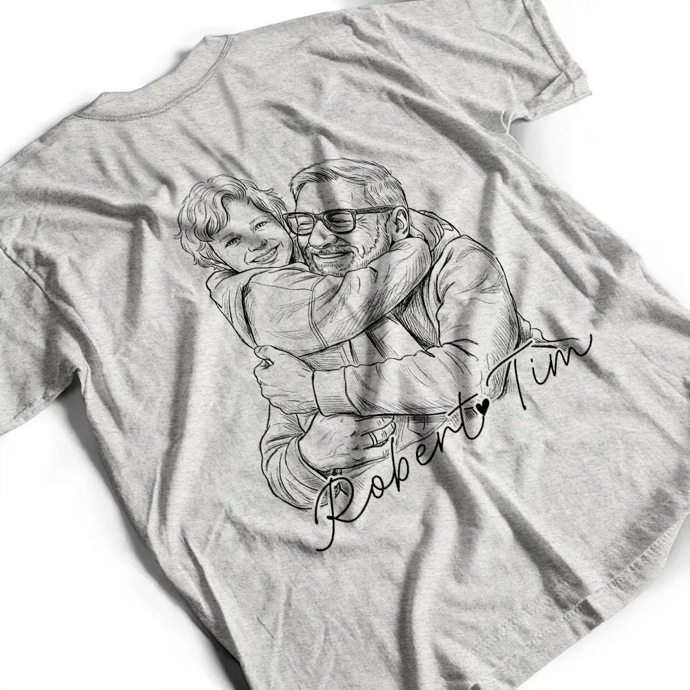 Custom Photo Pencil Sketch Best Dad Grandpa Ever - Personalized T Shirt