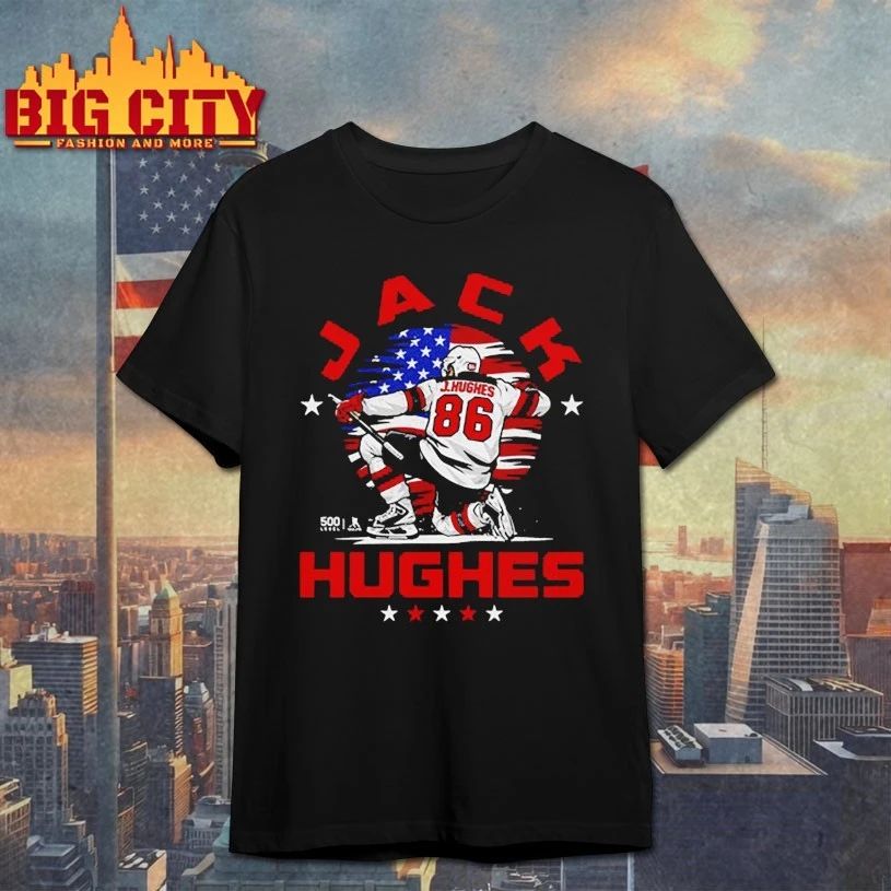 Jack Hughes New Jersey USA Flag Celebration t-shirt