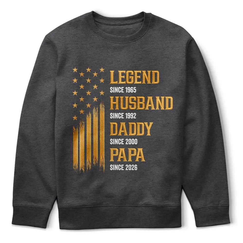 Faux Embroidery Effect Legend Husband Dad Grandpa - Personalized T Shirt