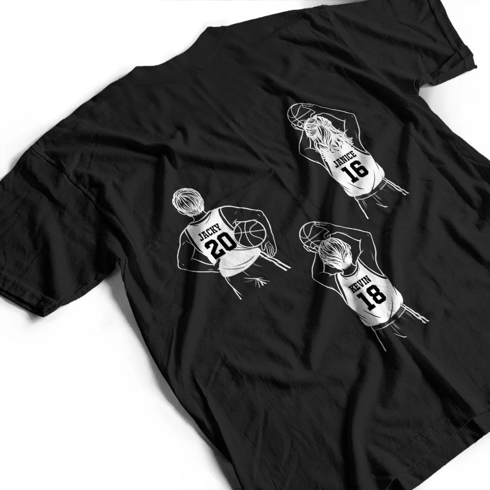 Basketball Dad Papa Kids Backside Line Art - Personalized T Shirt