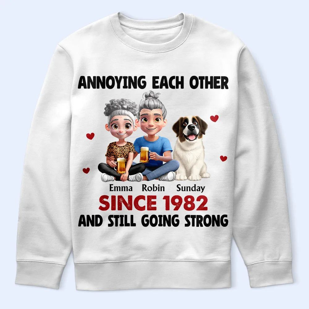 Couple Annoying Each Other With Dogs - Personalized T Shirt