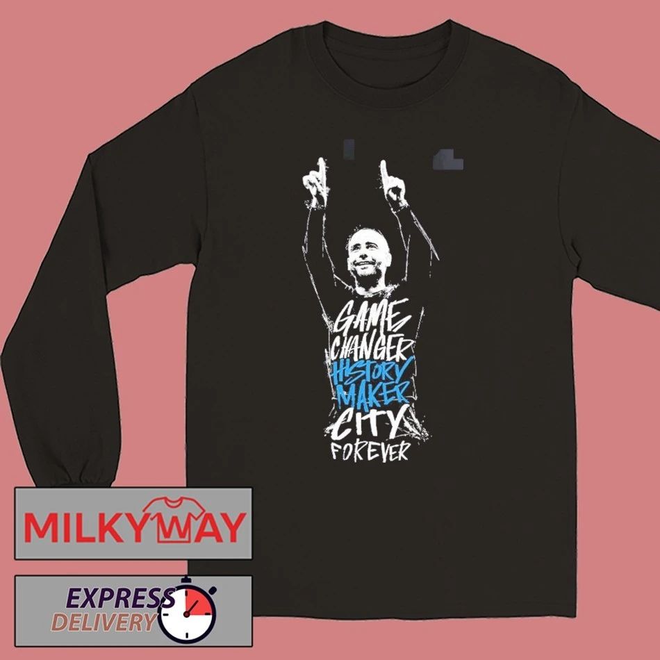 Pep Guardiola Manchester City Tribute 10 Years with Pep Game Changer History Maker City Forever 20 Trophies T-Shirt