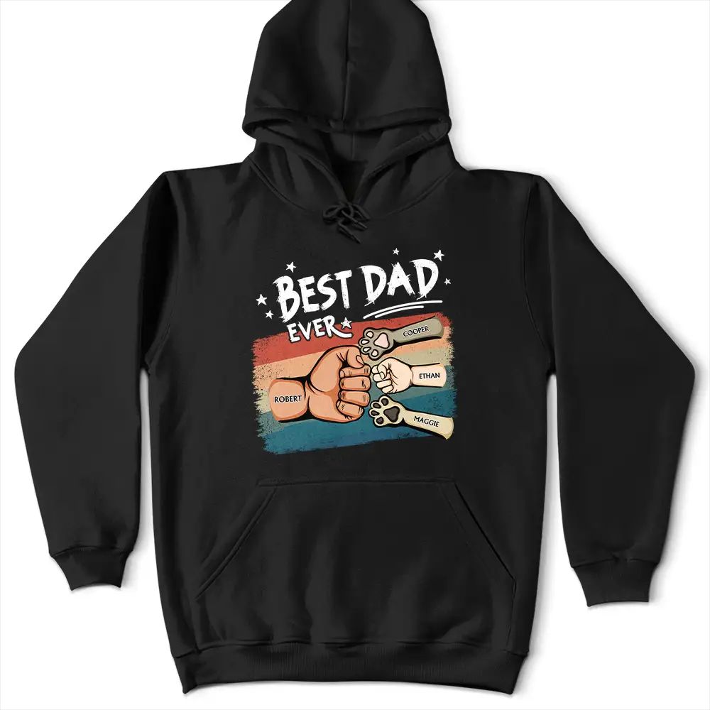 Best Dad Ever Hand Punch Retro Brush Stroke - Personalized T Shirt