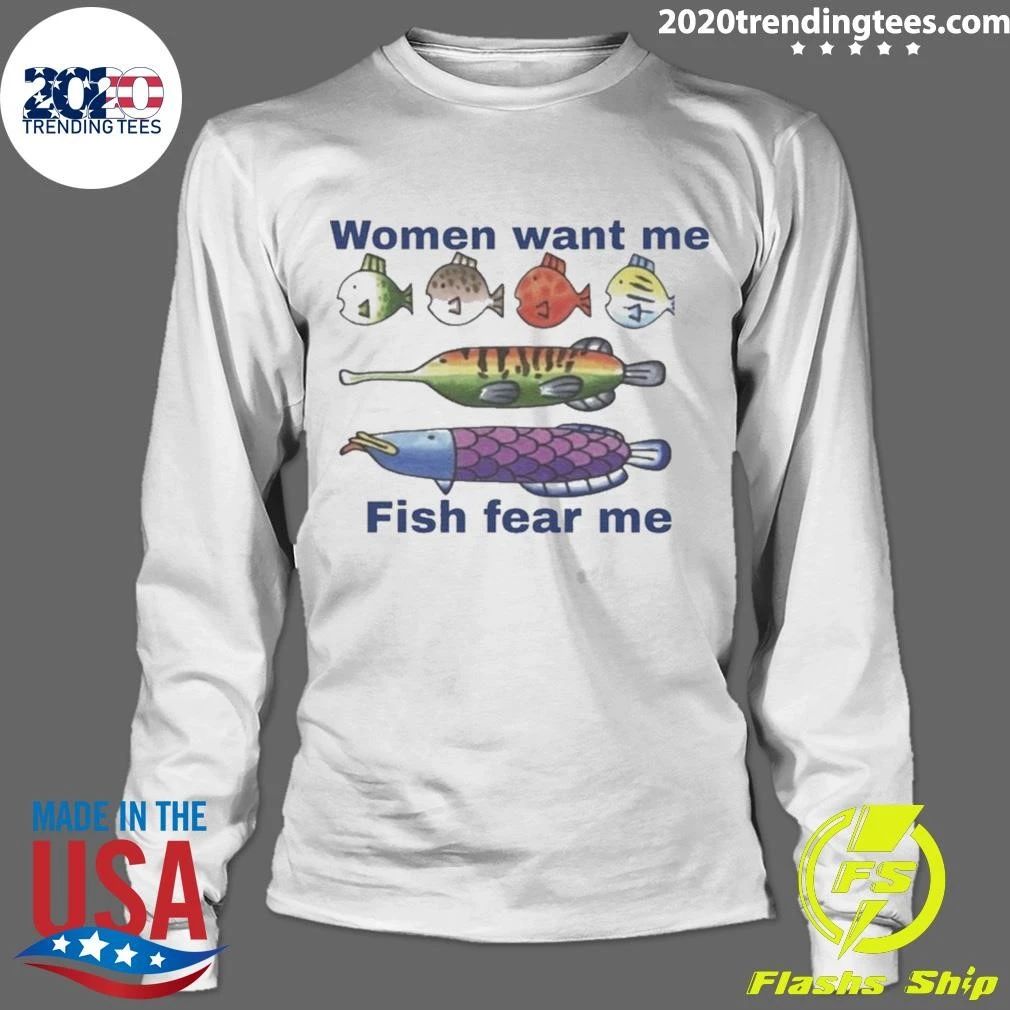 Women Want Me Fish Fear Me Frutiger Aero Fashion Tee Shirt