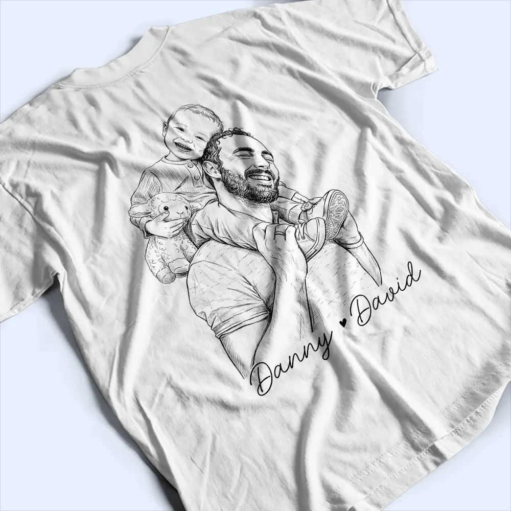 Custom Photo Pencil Sketch Dad Est Year Crossed Arrows - Personalized T Shirt