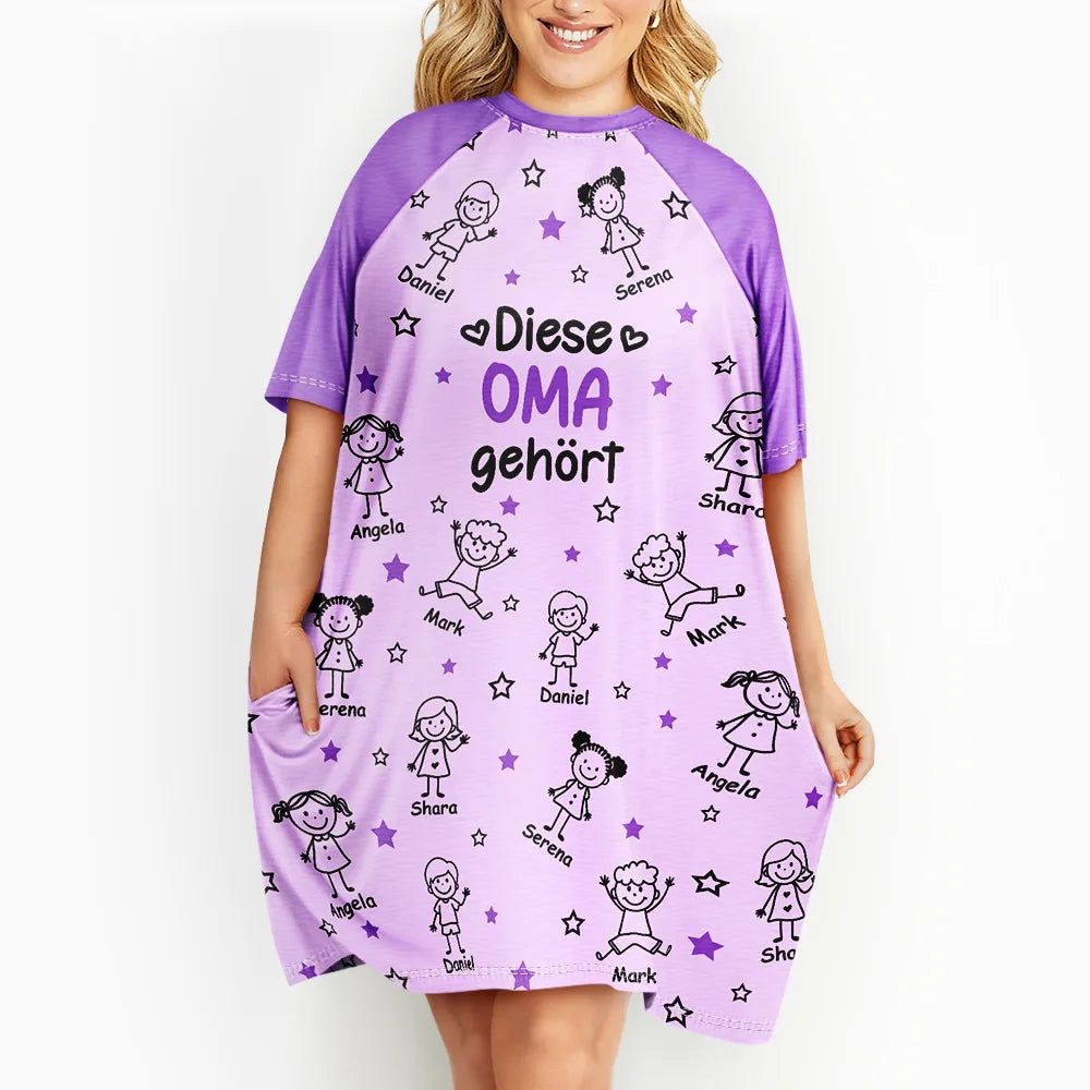 Diese Oma Mama Gehört Ihren Enkelkindern - Personalisiertes Damen-Schlafshirt