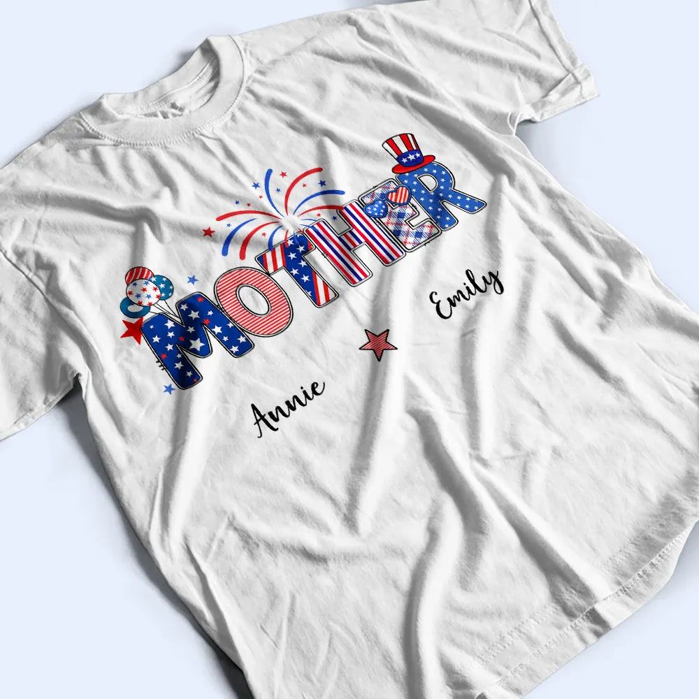 Stars & Stripes Mom Grandma Patriotic Title - Personalized T Shirt