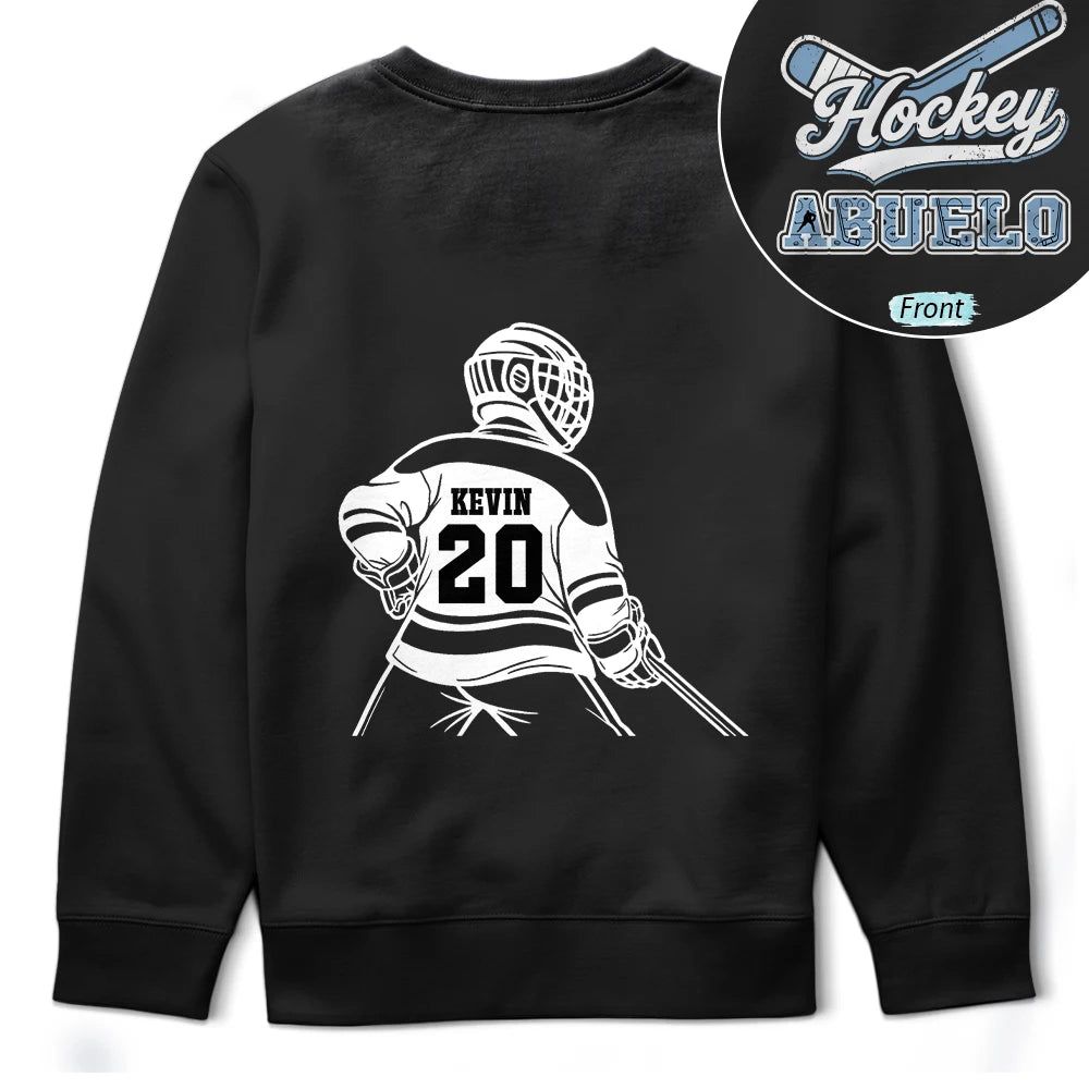 Hockey Dad Mom Kids Backside - Personalized T Shirt