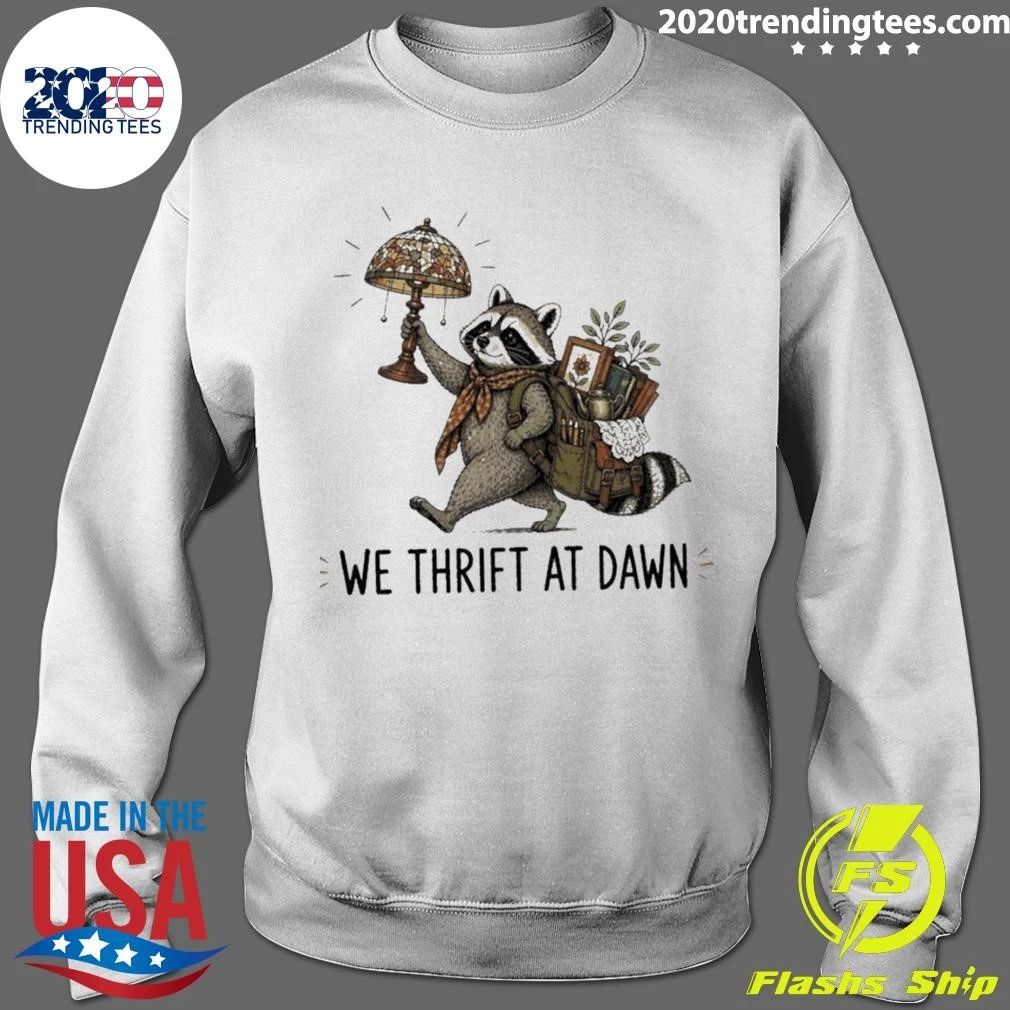 Raccoon Carrying Lamp And Backpack Items We Thrift At Dawn Shirt