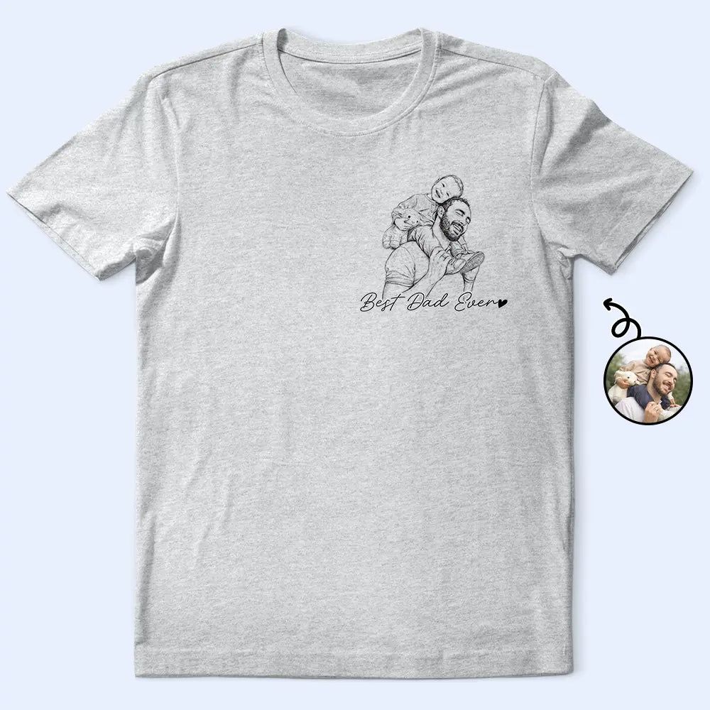 Custom Photo Pencil Sketch Best Dad Grandpa Ever Family Portrait - Personalized T Shirt
