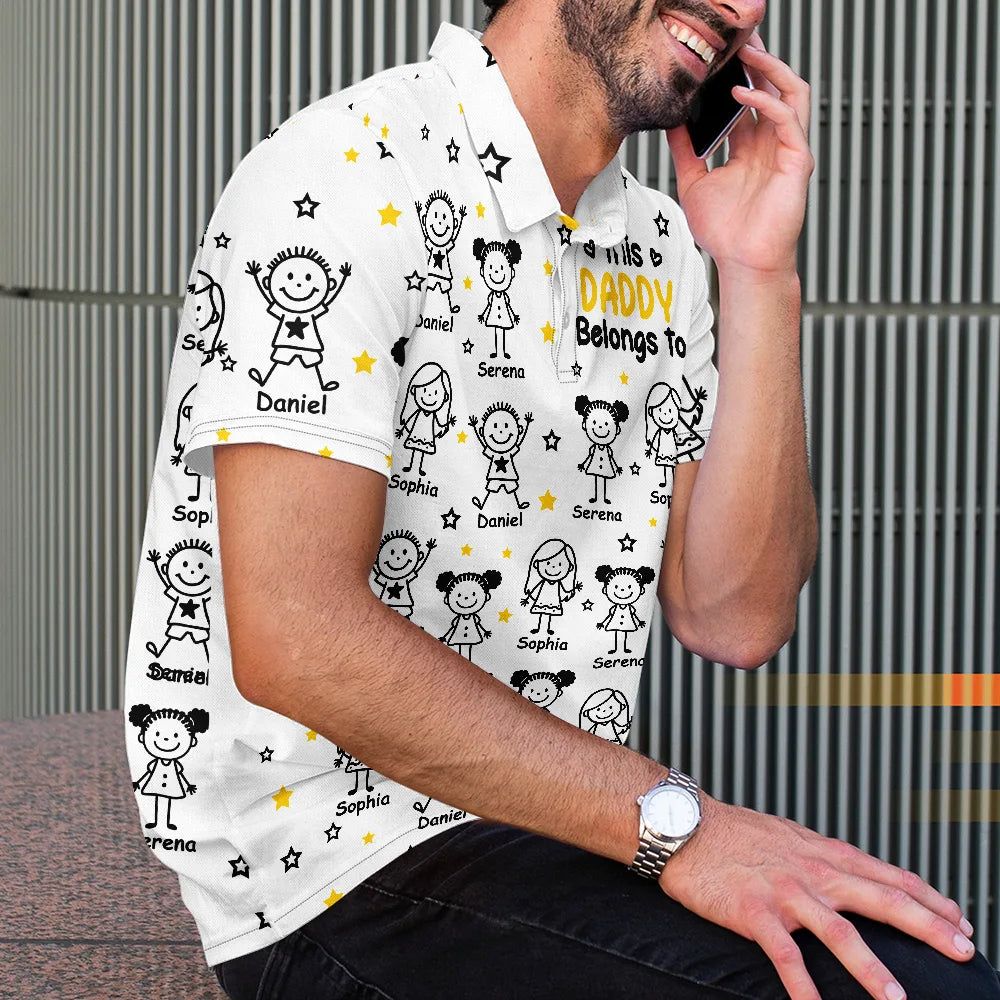 This Grandpa Dad Belongs To Kids Pet - Personalized Polo Shirt