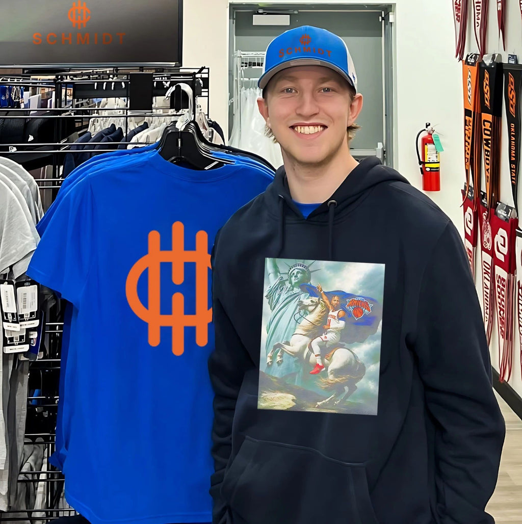 New York Knicks Jalen Brunson riding horse illustrated shirt