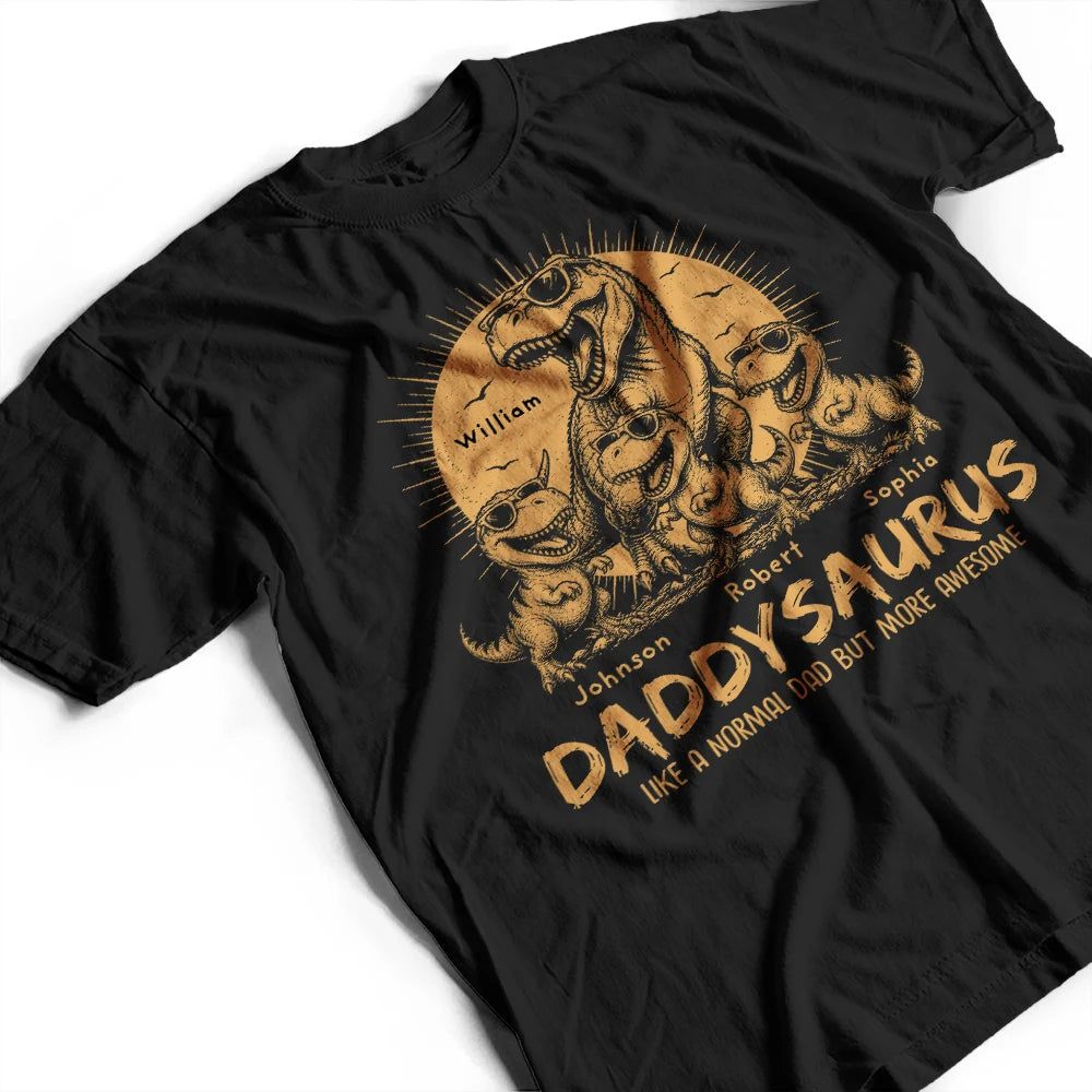 Cool Dinosaur Retro Yellow Vintage Daddysaurus - Personalized T Shirt