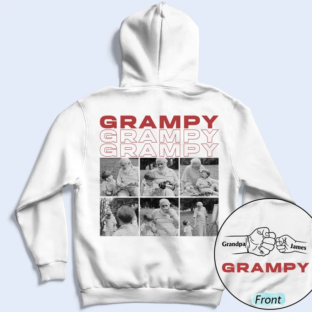 Custom Photo Fist Bumps Dad Grandpa Title - Personalized T Shirt