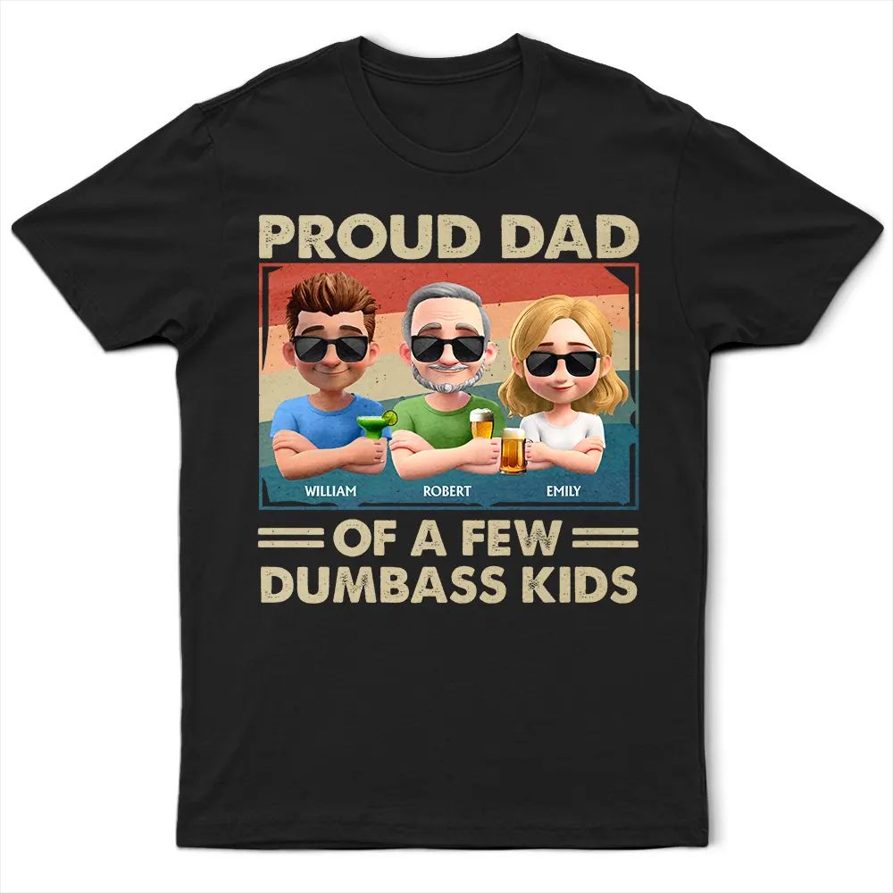 America Proud Dad Retro Brush Stroke - Personalized T Shirt