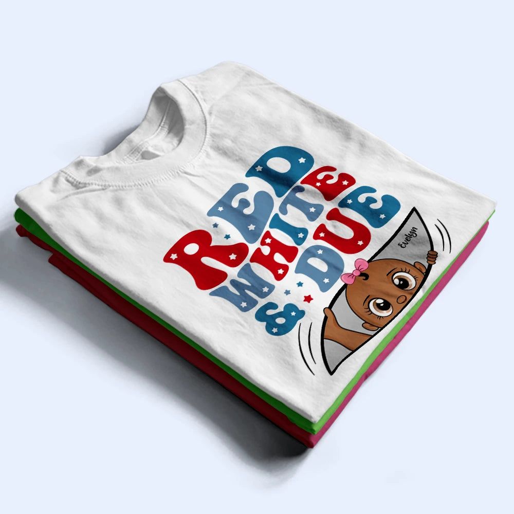 Red White And Due New Mom Dad - Personalized T Shirt