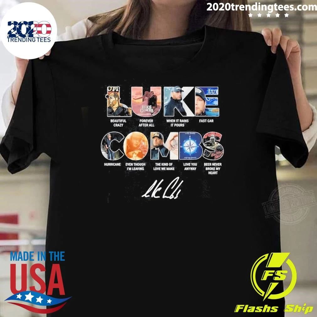 Luke Combs Greatest Songs Collage Signature Country Music Shirt