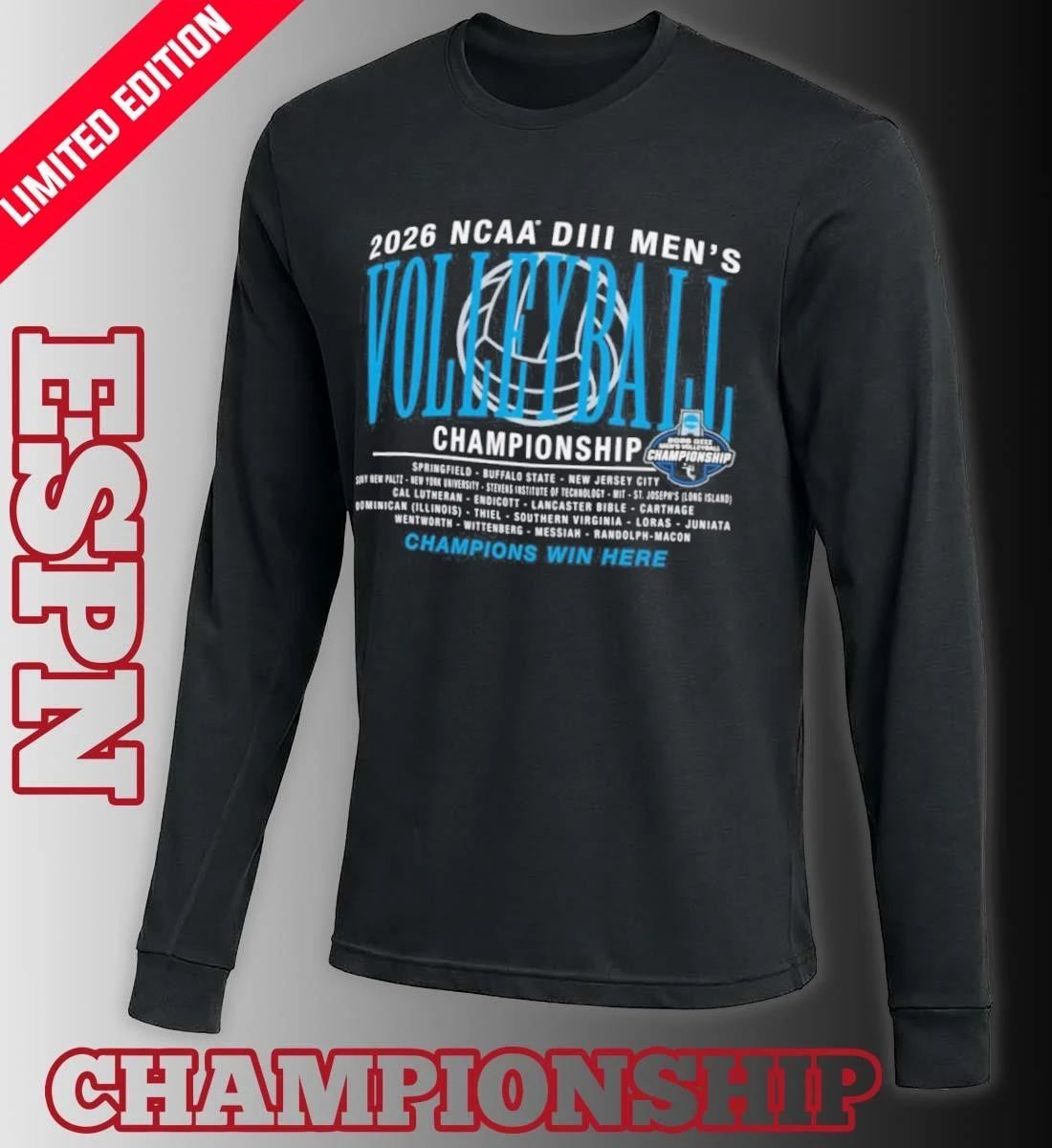 2026 NCAA DIII Men’s Volleyball 1st Round Teams Championship Shirt