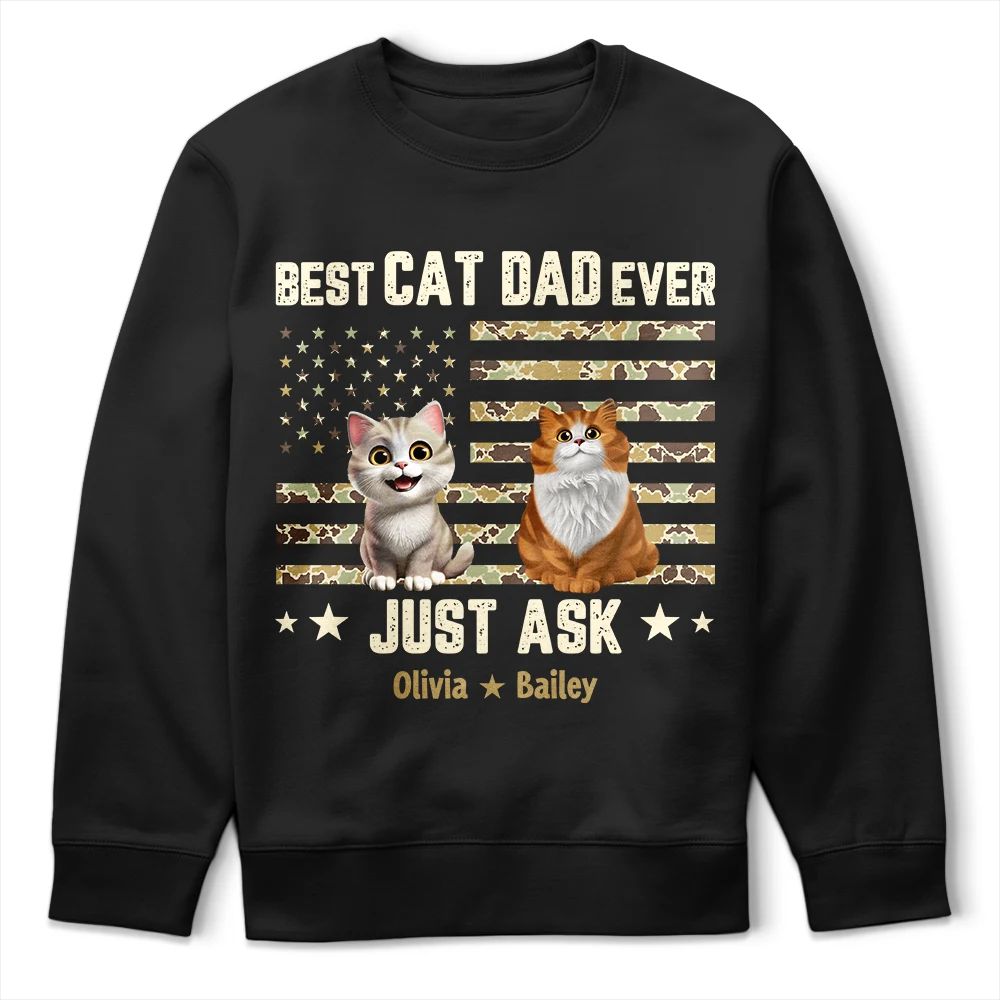Camouflage Stars & Stripes Best Cat Dad Ever - Personalized T Shirt