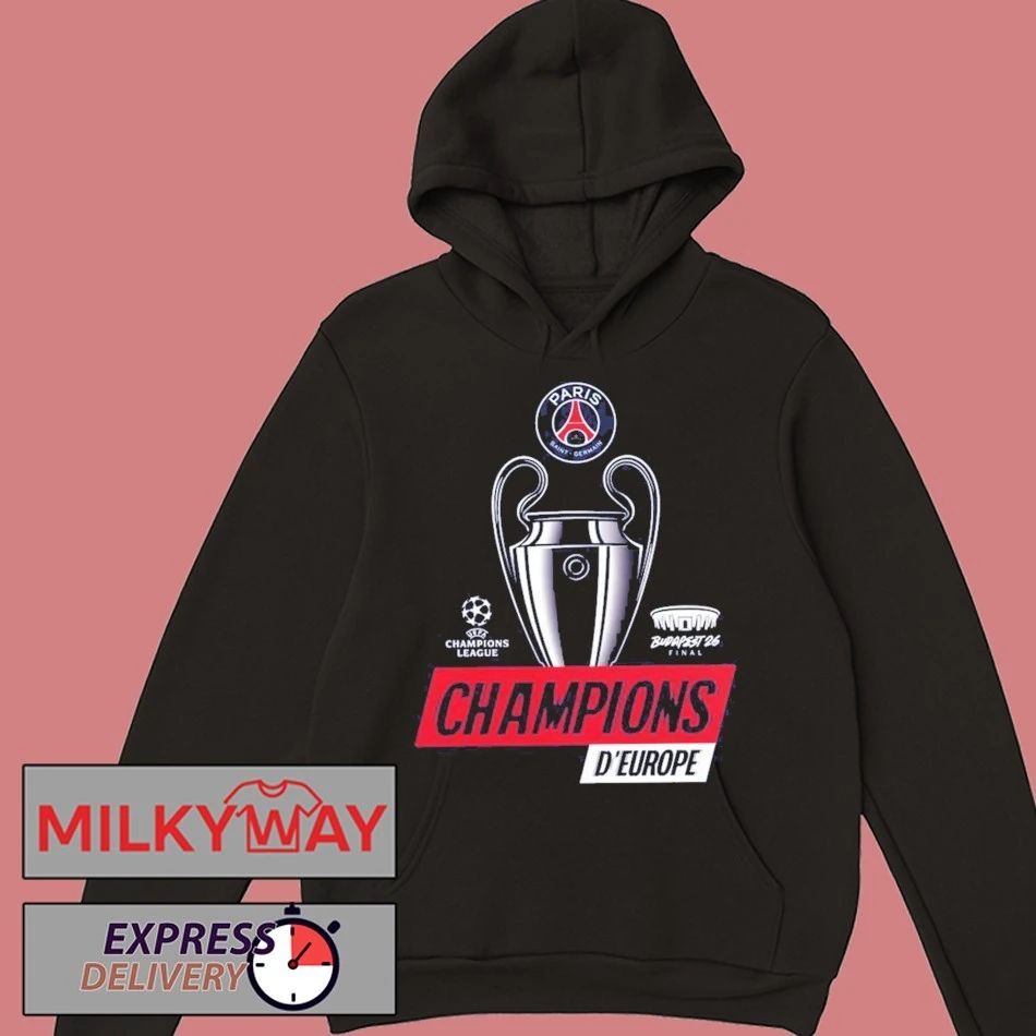 Paris Saint-Germain PSG UEFA Champions League Champions d’Europe 2026 Trophy T-Shirt