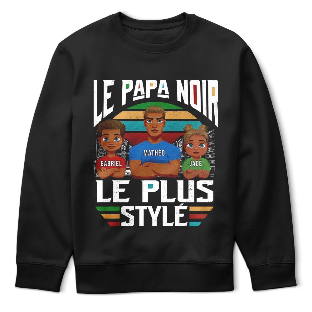 Le Papa Noir Le Plus Stylé - T-Shirt Personnalisé