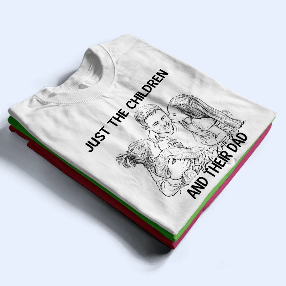 Custom Photo Pencil Sketch Portrait A Dad And His Girl - Personalized T Shirt