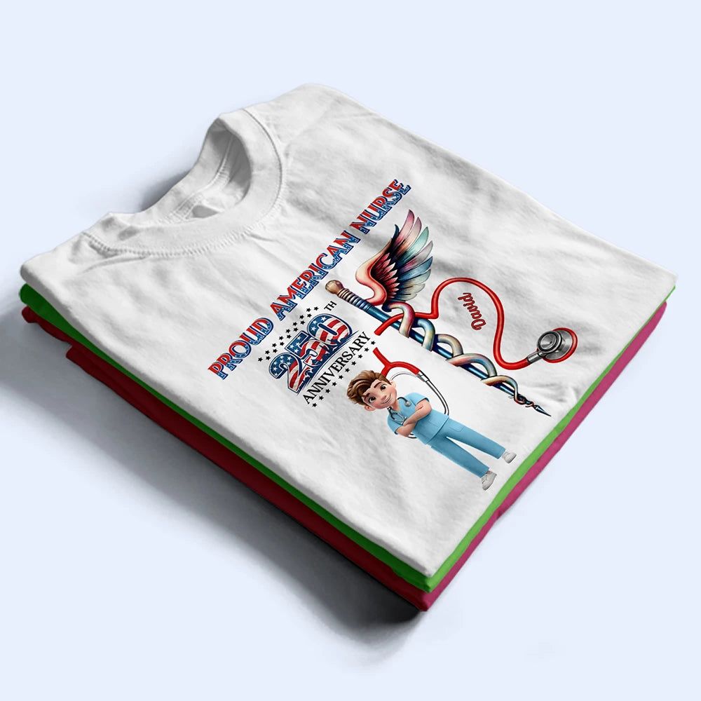 Stars And Stripes Proud American Nurse - Personalized T Shirt
