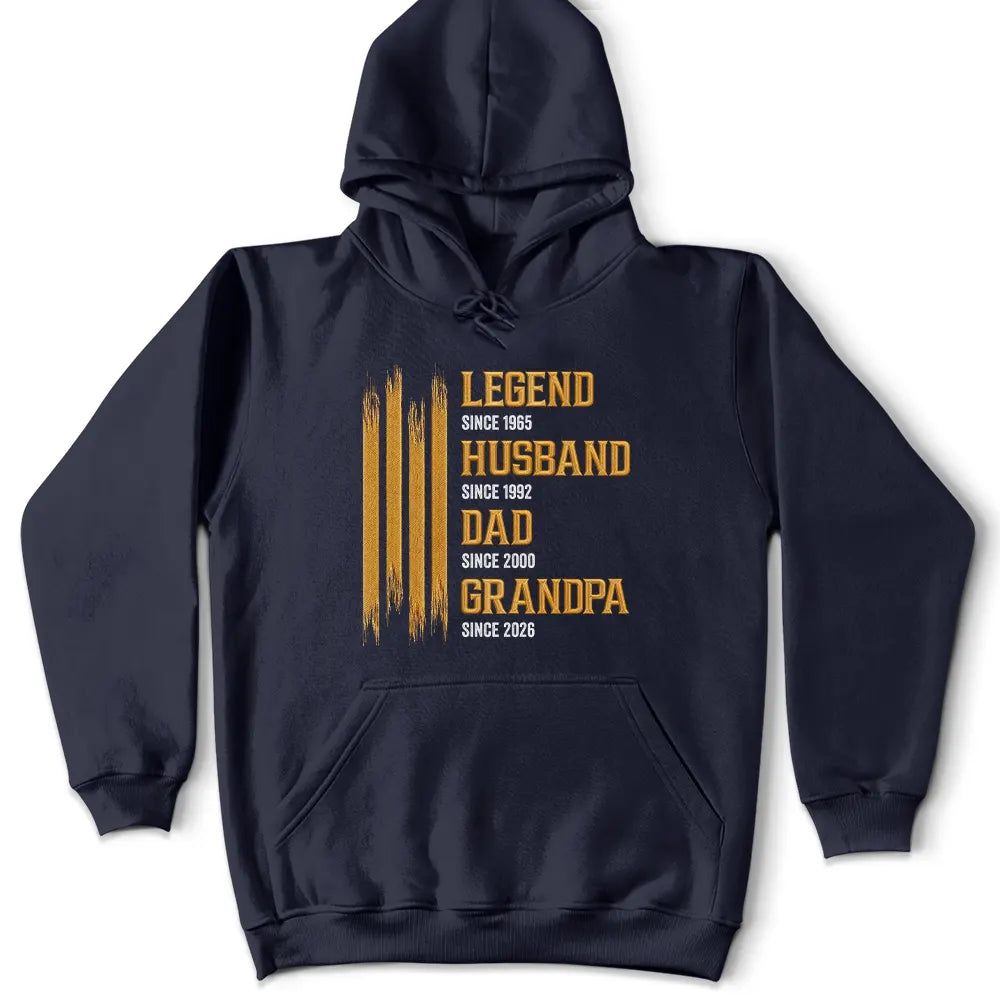 Faux Embroidery Effect Legend Husband Dad Grandpa - Personalized T Shirt