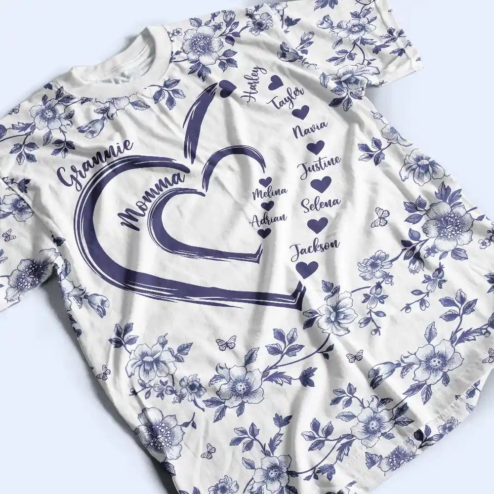 Mom Grandma Sweethearts Toile - Personalized Full Print T Shirt