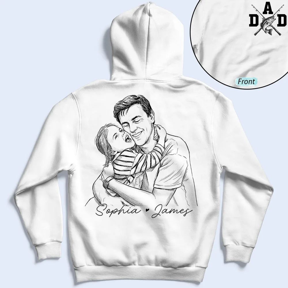 Custom Photo Pencil Sketch Dad Est Year Crossed Arrows - Personalized T Shirt