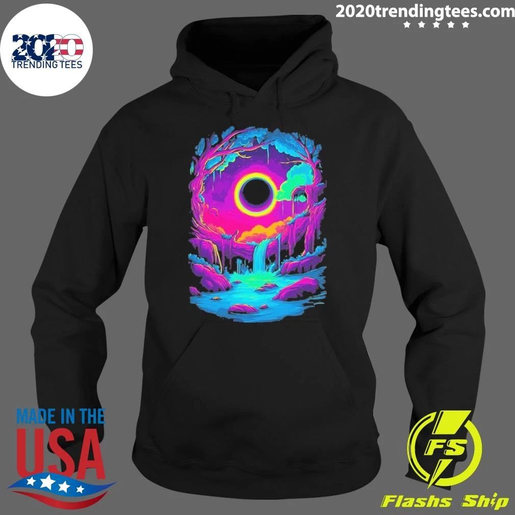 Neon Black Hole Sun Waterfall Tee Shirt