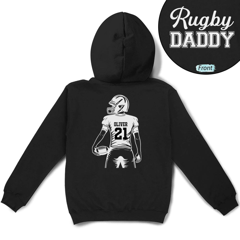 American Football Dad Papa Kids Backside Line Art - Personalized T Shirt