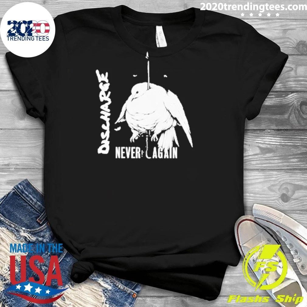 Discharge Never Again Punk Rock Band White Dove Sword Heavy Metal Shirt