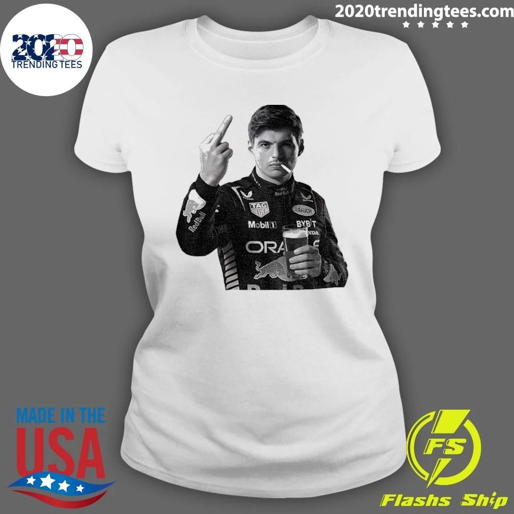 Max Verstappen Formula One Racing Beer Smoking Middle Finger Shirt