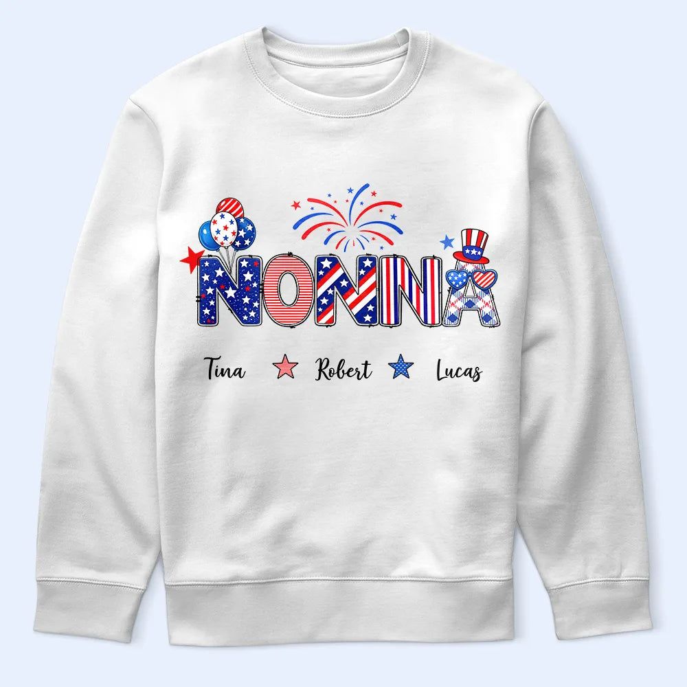 Stars & Stripes Mom Grandma Patriotic Title - Personalized T Shirt