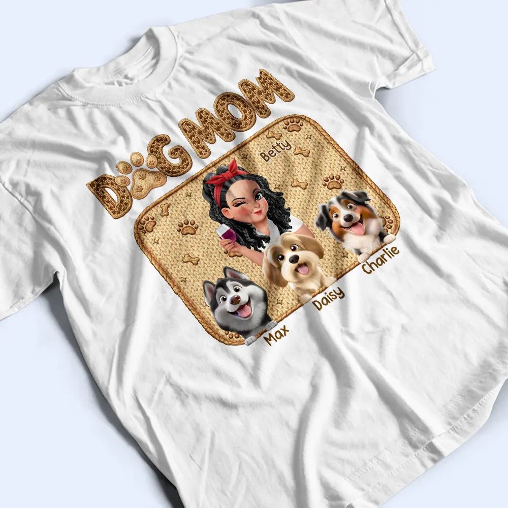Faux Embroidery Effect Dog Mom Dog Mum - Personalized T Shirt