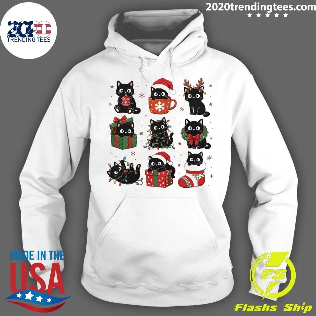 Black Cats Ornament Christmas Grid Shirt
