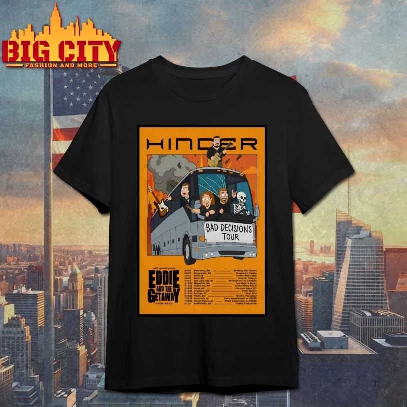 Hinder Bad Decisions 2026 Shows Poster t-shirt