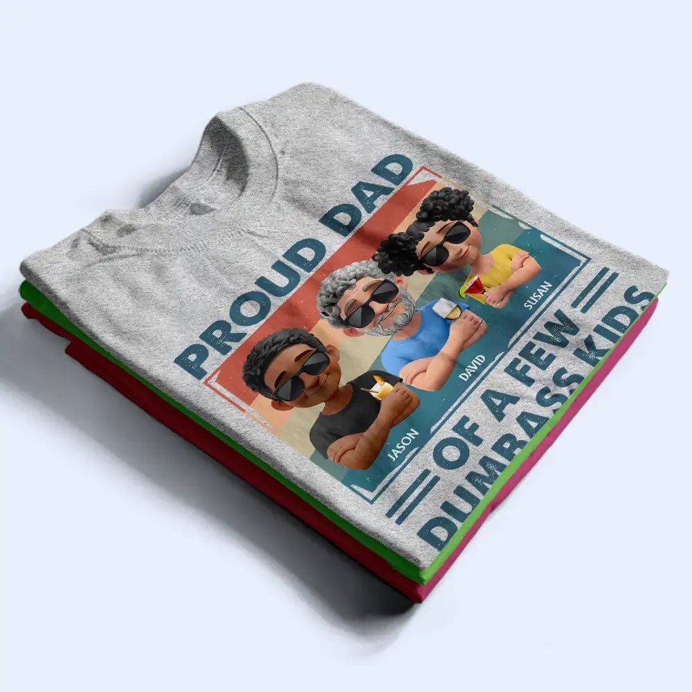 America Proud Dad Retro Brush Stroke - Personalized T Shirt