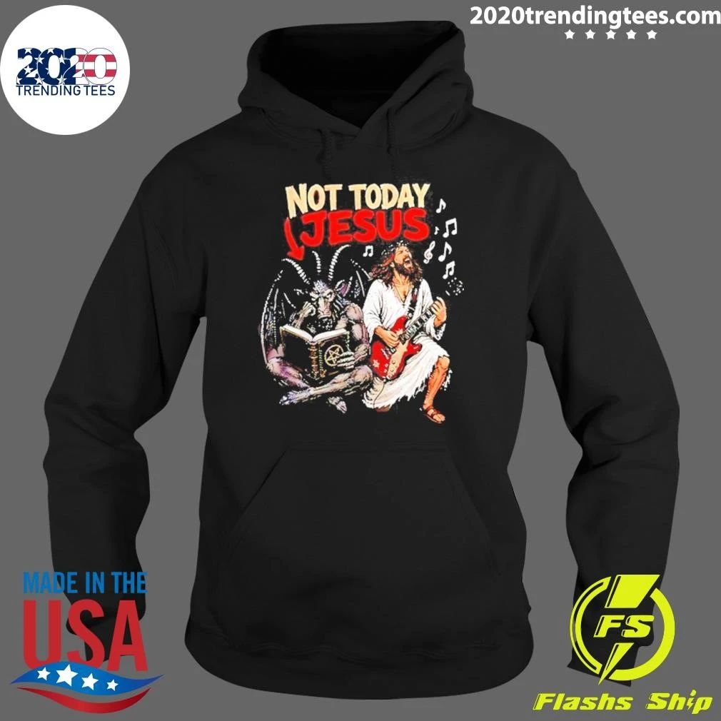 Not Today Jesus Satan Playing Guitar Funny Shirt