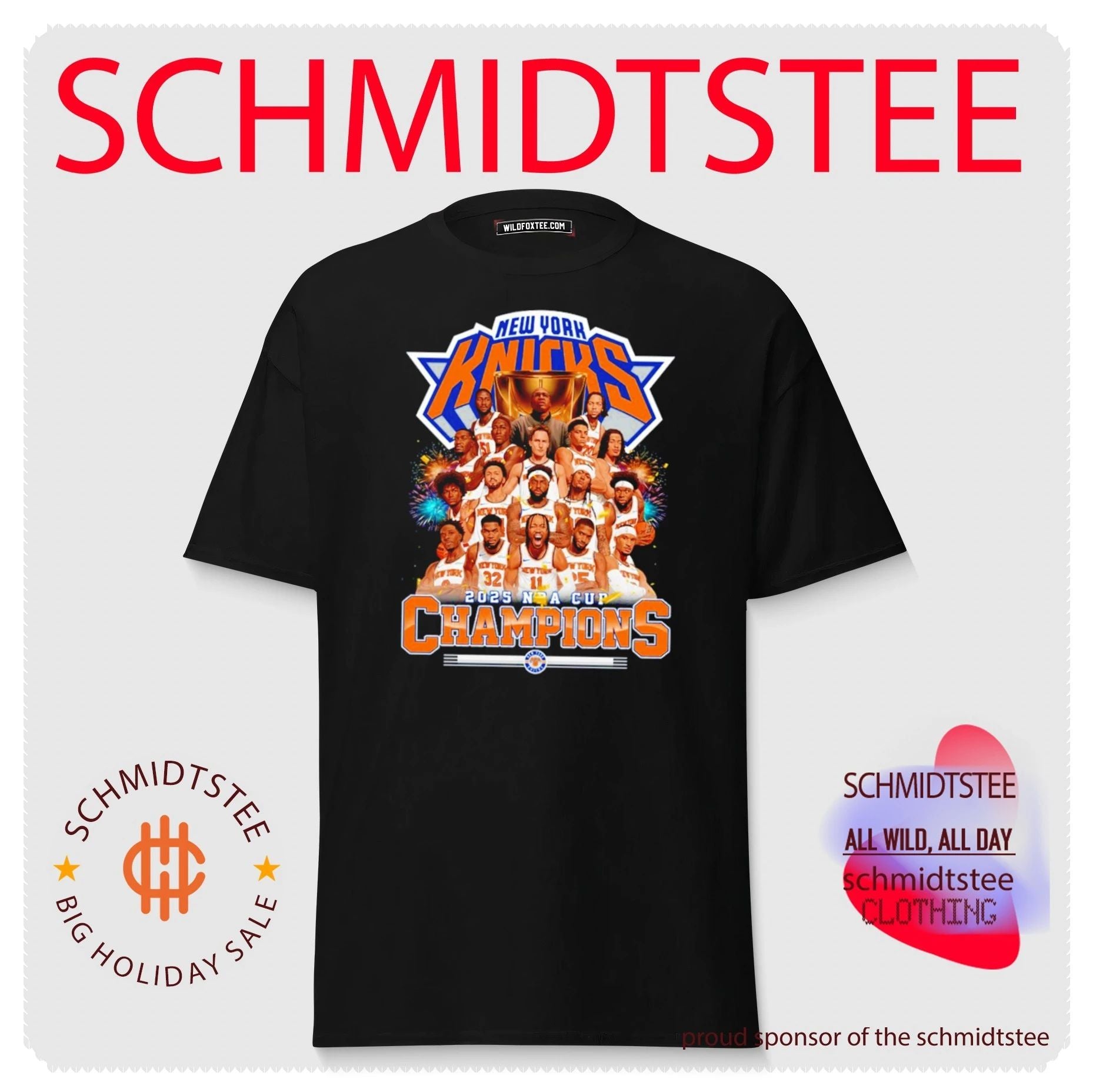 New York Knicks 2026 NBA Cup Champions all team caricature shirt