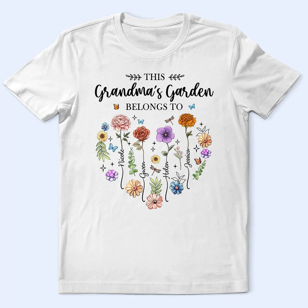 Birth Flower This Grandma's Garden Belongs - Personalized T Shirt