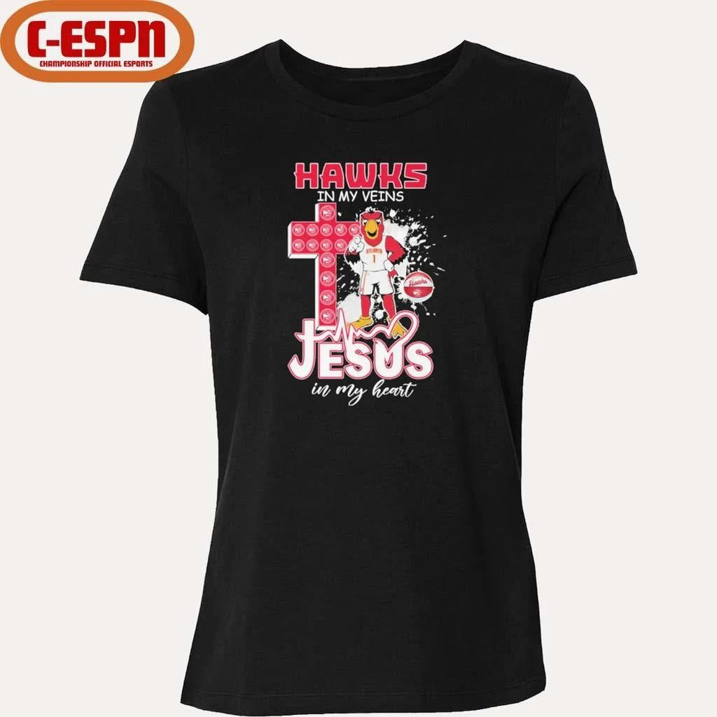 Atlanta Hawks Mascot In My Veins Jesus In My Heart Shirt