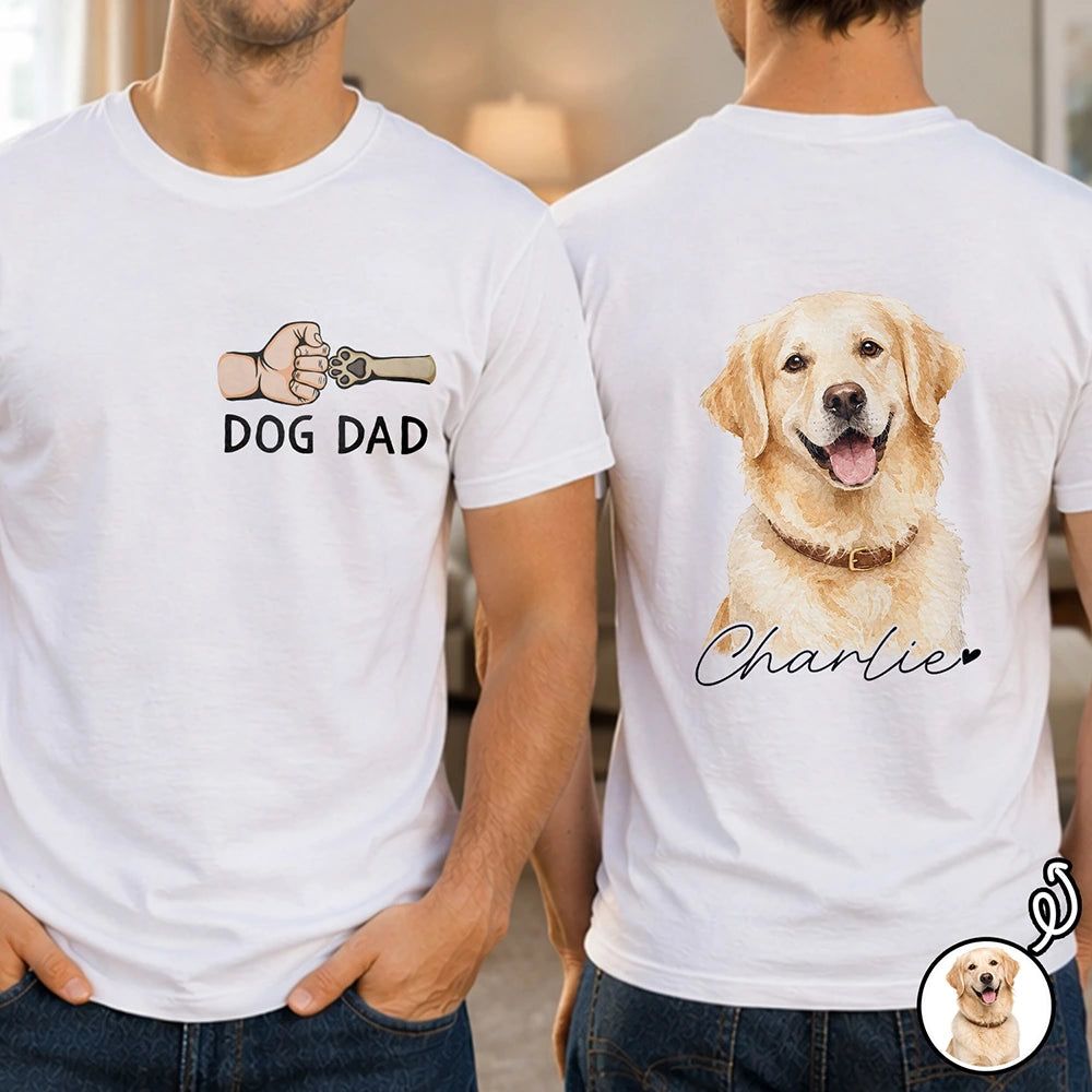 Custom Photo Realistic Watercolor Art Pet Dad Pet Mom - Personalized T Shirt