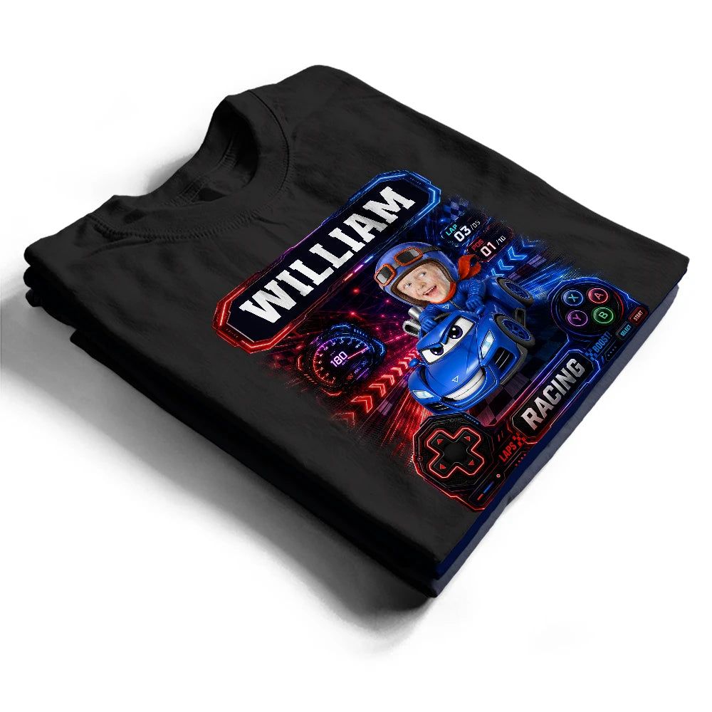 Custom Photo Kid Car Racing - Personalized T Shirt