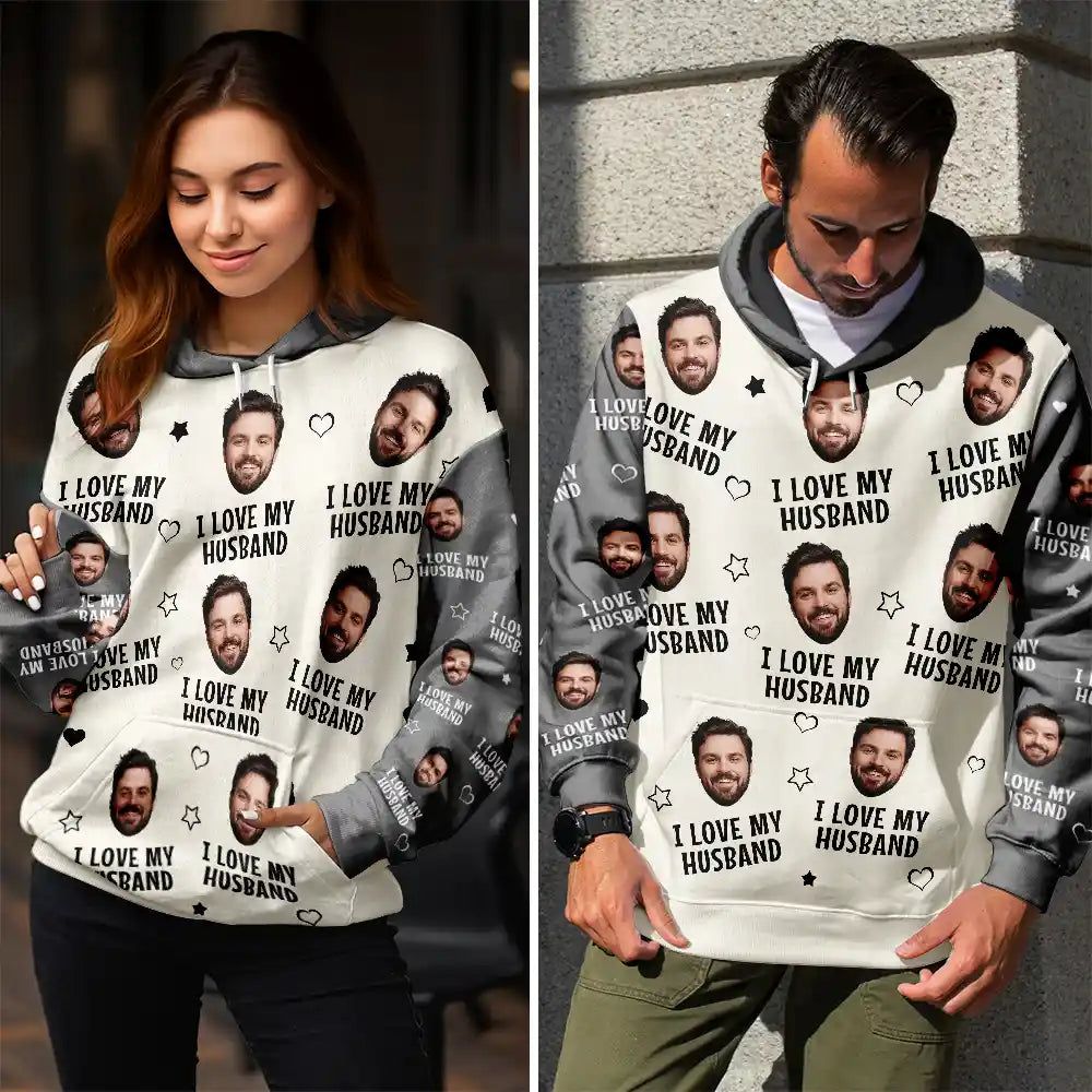 Custom Photo Funny I Love My Lover Wife Husband Couple - Personalized Pullover Hoodie