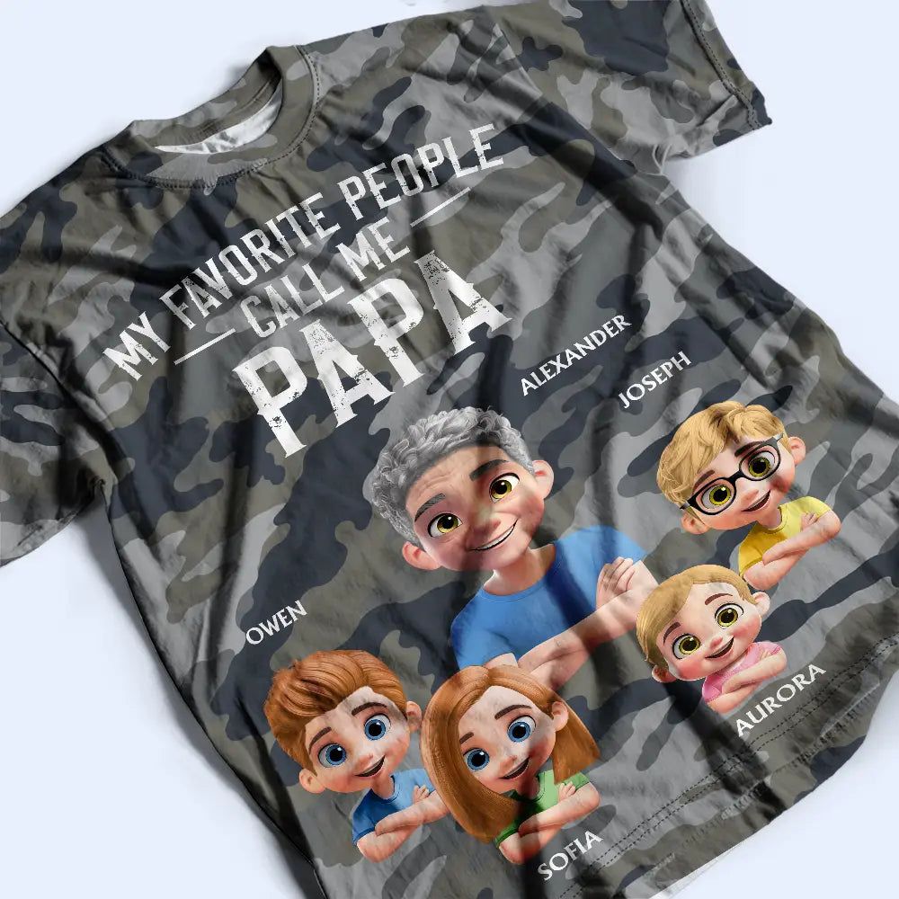 My Favorite People Call Me Grandpa Camouflage Pattern - Personalized Full Print T Shirt