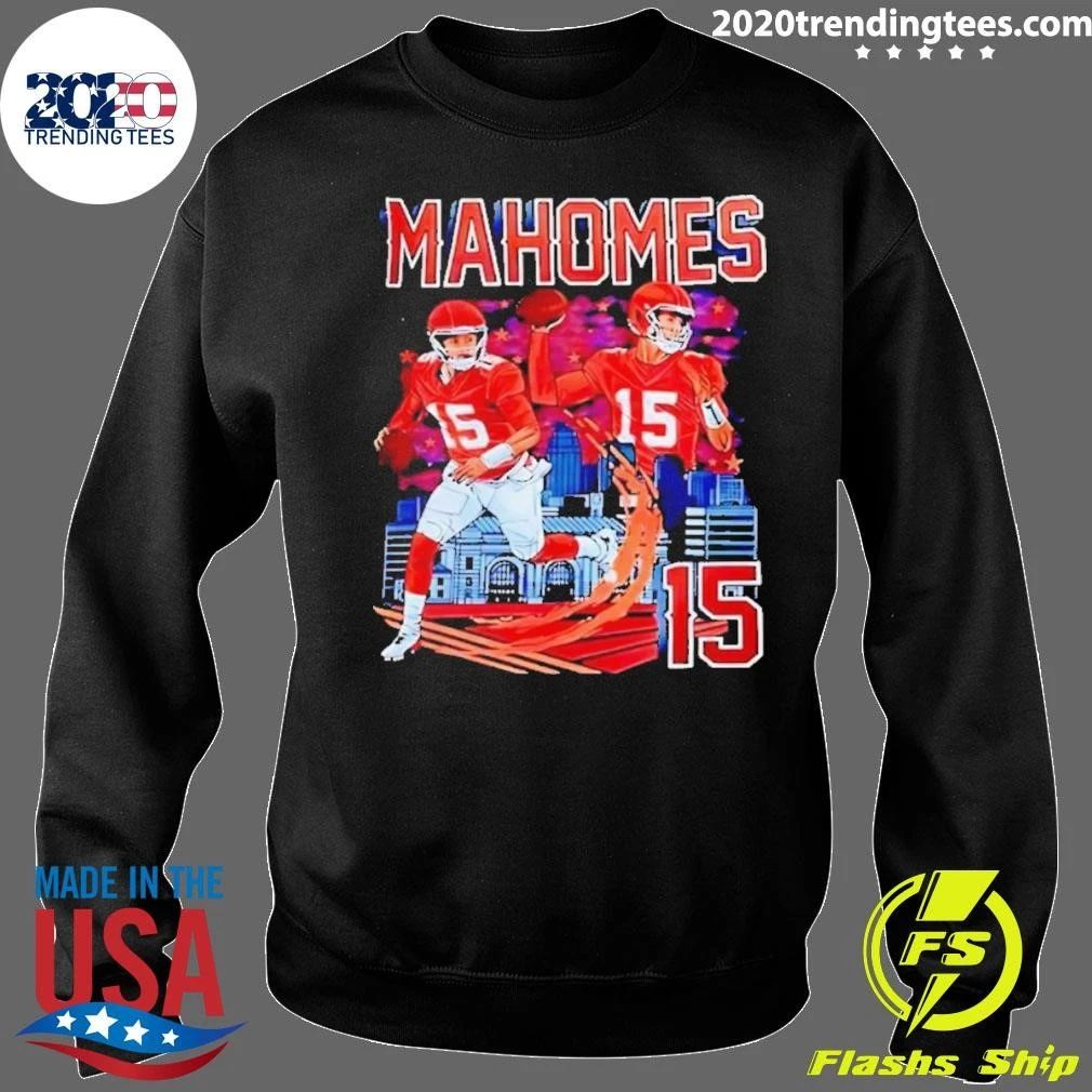 Original Kansas City Chiefs Patrick Mahomes 15 Player Graphic Skyline Shirt