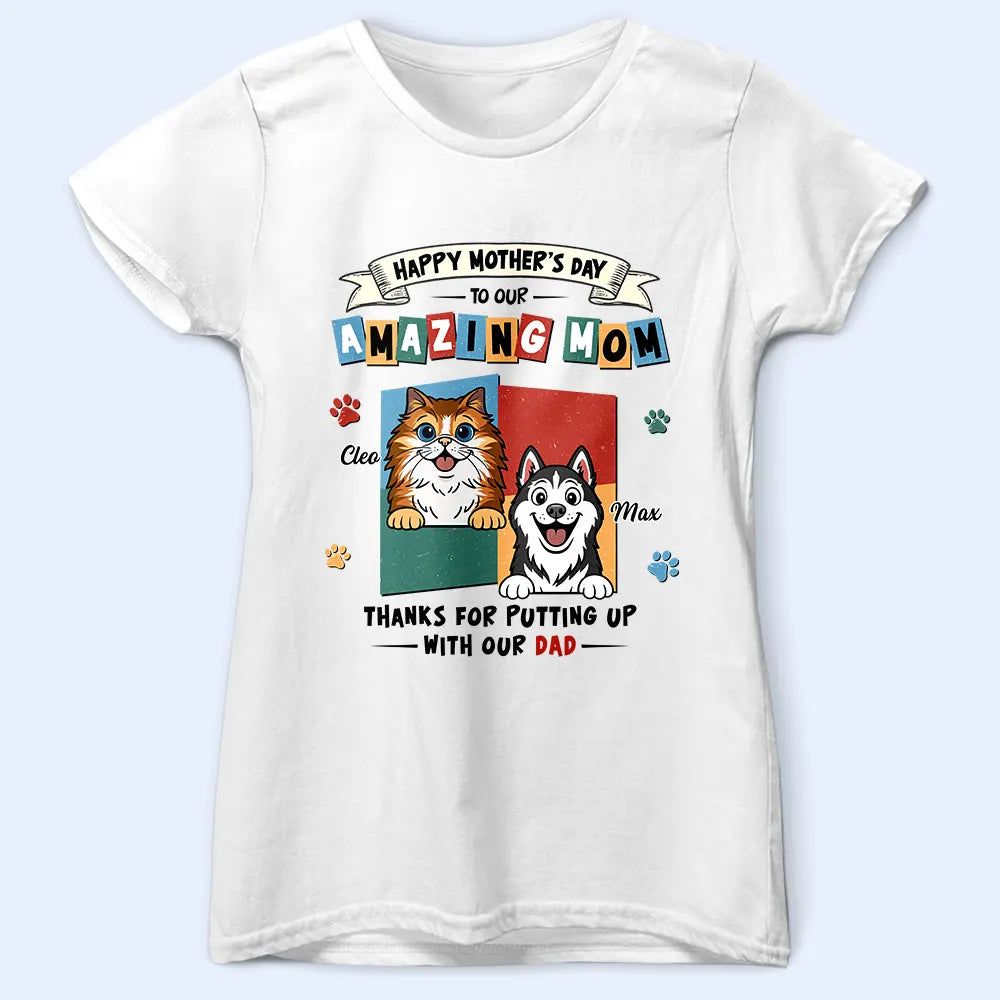 Retro Dog Cat To My Amazing Mom - Personalized T Shirt